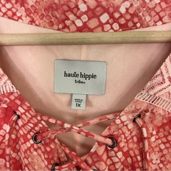 Haute Hippie Tribe Light Coral Pink Python Dress Size 1X - Picture 12 of 16